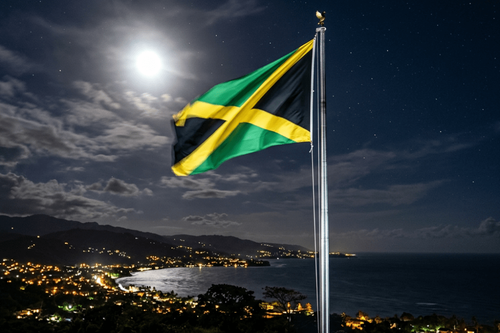 Jamaican Flag at night